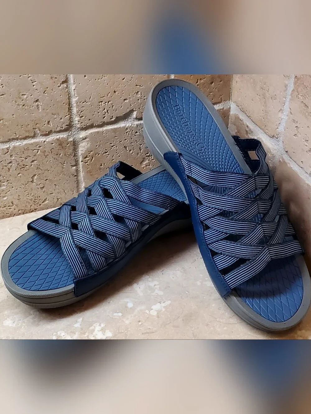 Bare Traps Sandals Braverly Slide Wedge Heel Blue Gray Strappy Slip On Wmns. 8M - Picture 9 of 9